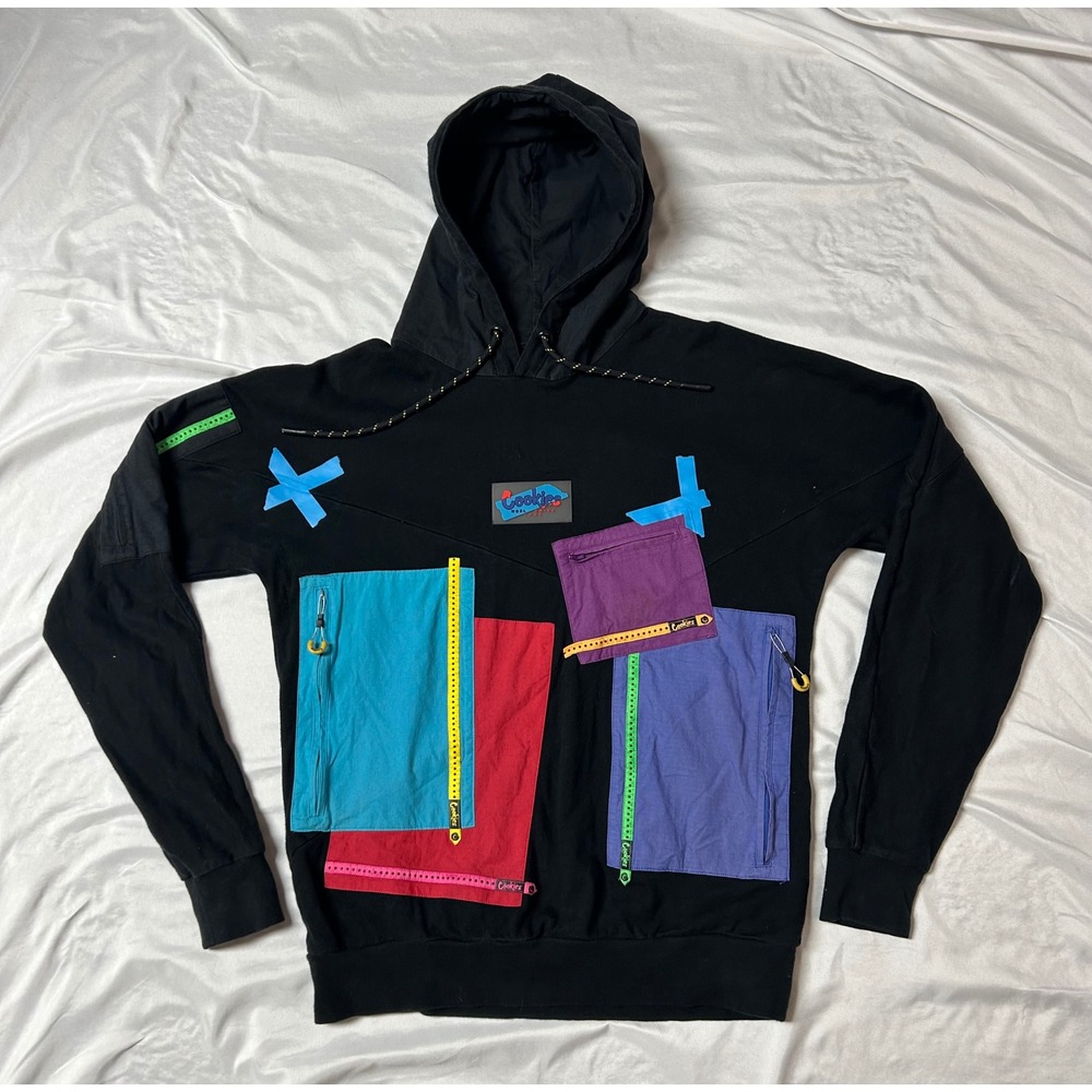 Cookies SF Worldwide Multi Pocket Utility Hoodie Black Mens Small Streetwear